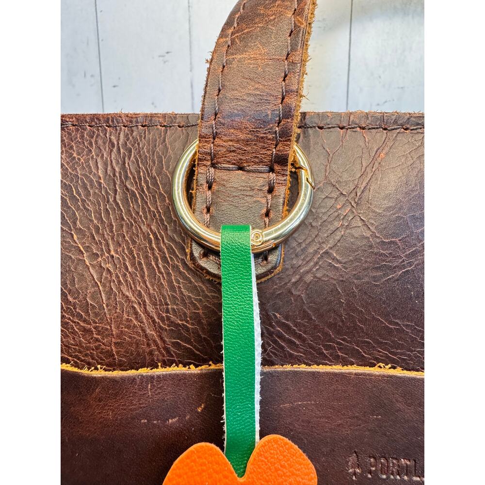 Vegan Leather Flower Cactus Keychain Purse Charm Boho Green Keychain Fast Ship - Picture 4 of 5